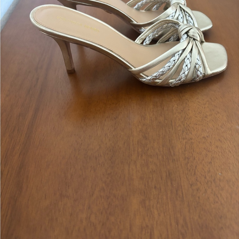 Veronica Beard Metallic Braided Heels - Picture 2 of 6